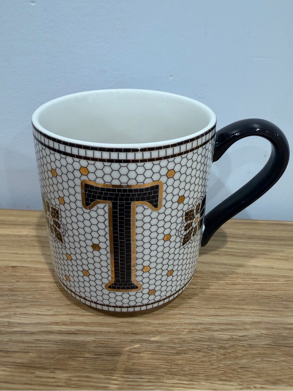Anthropologie Tiled Margo Bistro Monogram Mug Letter T